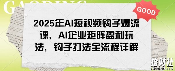 2025年AI短视频钩子爆流课，AI企业矩阵盈利玩法，钩子打法全流程详解