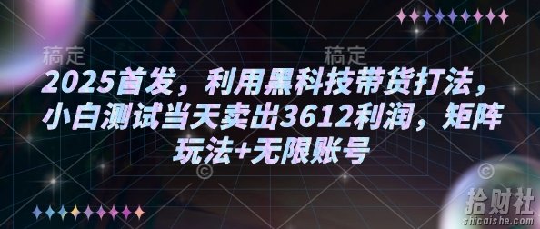 2025首发，利用黑科技带货打法，小白测试当天卖出3612利润，矩阵玩法+无限账号【揭秘】