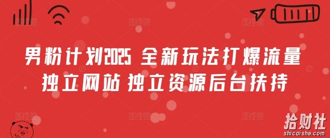 男粉计划2025 全新玩法打爆流量 独立网站 独立资源后台扶持【揭秘】