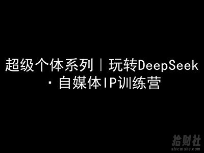 超级个体系列，玩转DeepSeek·自媒体IP训练营，deepseek教程