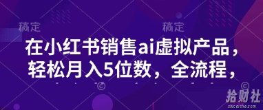 小红书销售ai虚拟产品,轻松月入5位数,全流程,超细节变现过程,完全无卡点