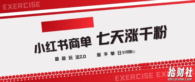 小红书商单2.0最新玩法，3天涨千粉单日变现多张