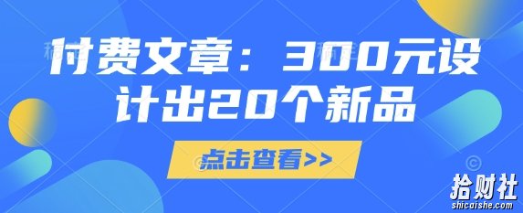 付费文章：300元设计出20个新品