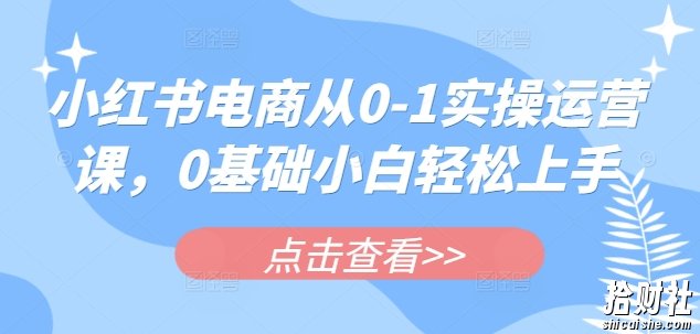 小红书电商从0-1实操运营课，0基础小白轻松上手