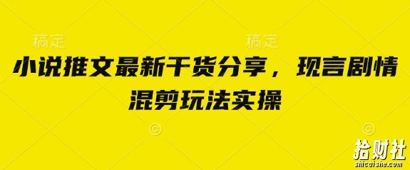 小说推文最新干货分享，现言剧情混剪玩法实操