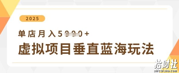 虚拟项目垂直玩法，实现单店月入5k+