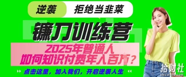 【网创项目终点站-镰刀训练营超级IP合伙人】25年普通人如何通过知识付费实现逆袭【揭秘】