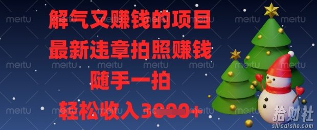 解气又挣钱的项目，最新违章拍照挣钱，随手一拍，轻松收入数张【揭秘】