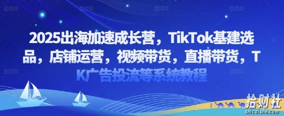 2025出海加速成长营，TikTok基建选品，店铺运营，视频带货，直播带货，TK广告投流等系统教程