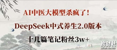 AI中医大模型杀疯了！DeepSeek中式养生2.0版本，十几篇笔记粉丝3w+