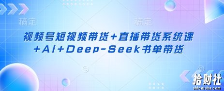 视频号短视频带货+直播带货系统课+AI+Deep-Seek书单带货
