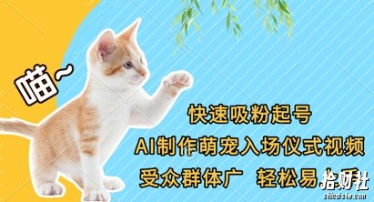 快速吸粉起号,AI制作萌宠入场仪式视频,受众群体广,轻松易上手
