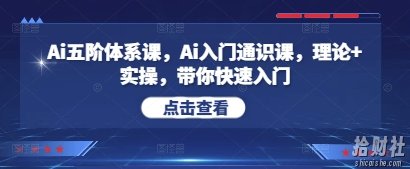 Ai五阶体系课，Ai入门通识课，理论+实操，带你快速入门
