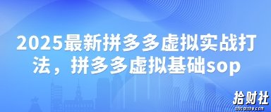2025最新拼多多虚拟实战打法，拼多多虚拟基础sop