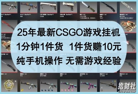 25年最新CSGO游戏挂G，1分钟1件货，1件货挣10元，纯手机操作，无需游戏经验【揭秘】