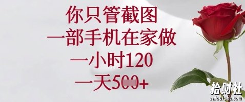 你只管截图，一部手机在家做，苹果安卓都可以，一小时120，一天5张+【揭秘】