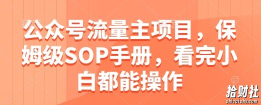 公众号流量主项目，保姆级SOP手册，看完小白都能操作