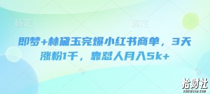 即梦+林黛玉完爆小红书商单,3天涨粉1千,靠怼人月入5k+