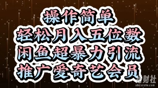 闲鱼超暴力引流推广爱奇艺会员,操作简单,轻松月入5位数