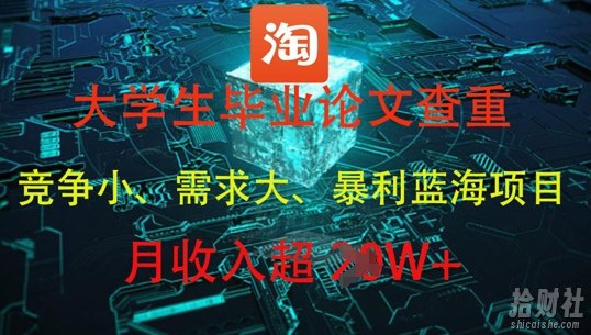 大学生毕业论文查重,暴利蓝海项目,月收入过1W+