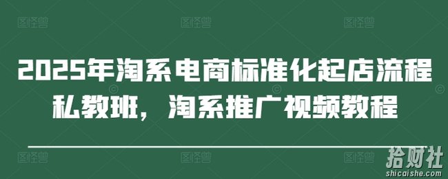 2025年淘系电商标准化起店流程私教班,淘系推广视频教程