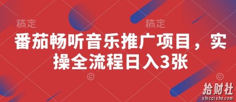 番茄畅听音乐推广项目，实操全流程日入3张