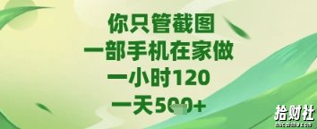 你只管截图，一部手机在家做，苹果安卓都可以，一天5张+【揭秘】