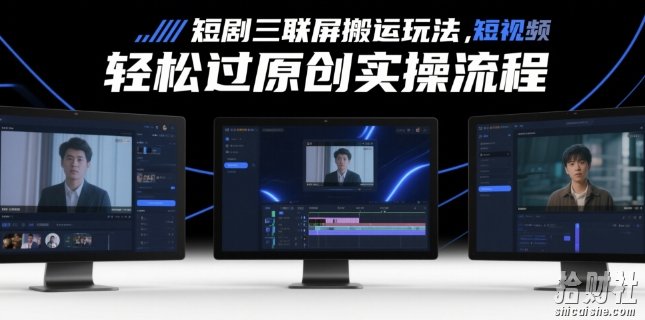 短剧三联屏搬运玩法，短剧搬运轻松过原创实操流程