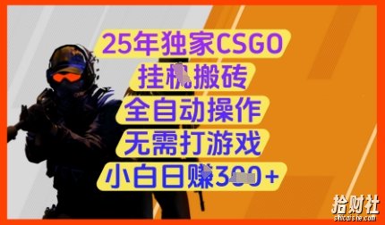 25年独家CSGO挂G搬砖，全自动操作，无需打游戏，小白日入3张+【揭秘】