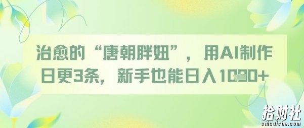 治愈的“唐朝胖妞”,用AI制作日更3条,新手也能日入多张
