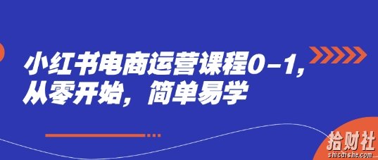 小红书电商运营课程0-1,从零开始,简单易学