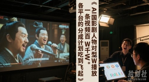 AI三国影视剧人物对口型唱歌玩法，一条视频百W千W播放，各平台的分成计划吃到飞起