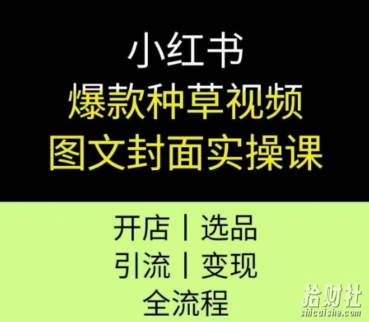 小红书爆款种草视频图文封面实操课,开店、选品、引流、变现全流程