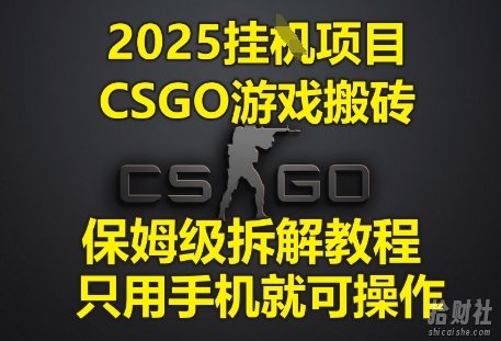 2025挂G项目，CSGO游戏搬砖，保姆级拆解教程，只用手机就可操作【揭秘】