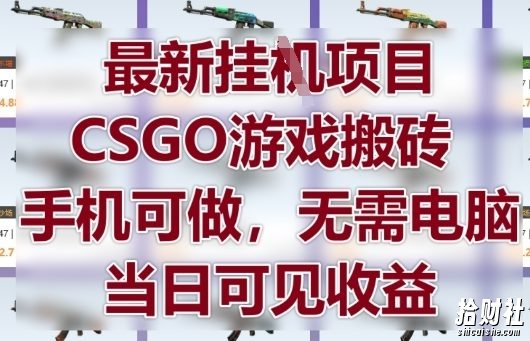 最新挂G项目，CSGO游戏搬砖，手机可做，无需电脑，当日见收益【揭秘】