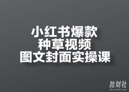 小红书爆款种草视频图文封面实操课：开店、选品、引流、变现全流程