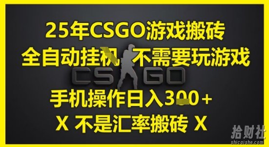 25年CSGO游戏搬砖,全自动运行,不需要玩游戏,手机操作日入3张(不是汇率搬砖)【揭秘】