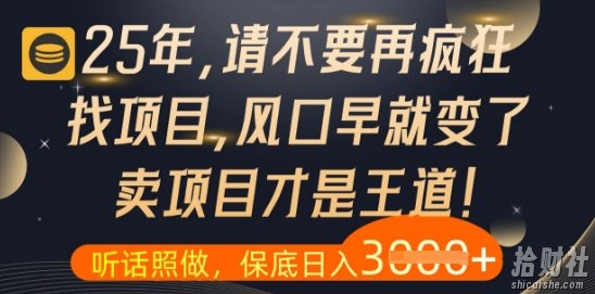 什么?25年你还在疯狂找项目做,醒醒吧,看完这些你全都懂了【揭秘】