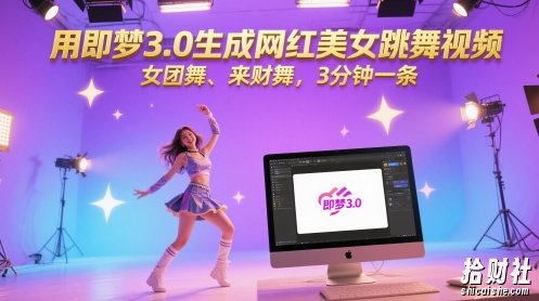 用即梦3.0生成网红美女跳舞视频，女团舞、来财舞，3分钟一条