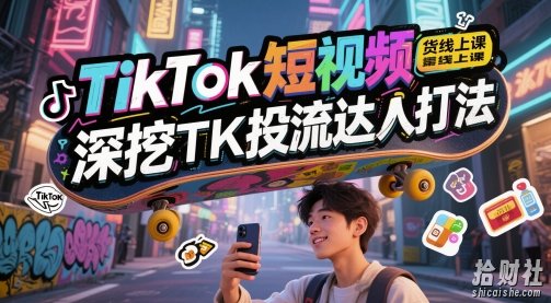 TikTok短视频带货线上课,深挖TK投流达人打法