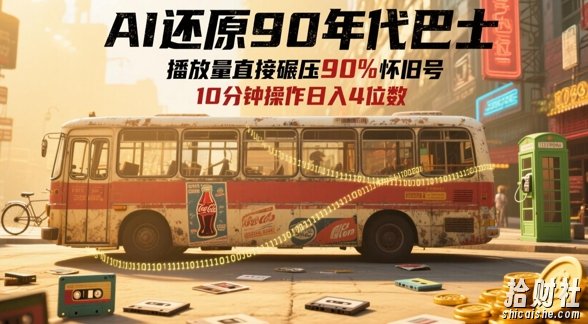AI还原90年代巴士,一帧就让70后泪崩,播放量直接碾压90%怀旧号,每天操作十分钟,日入四位数