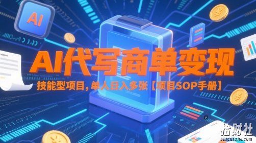 AI代写商单变现,技能型项目,单人日入多张 【项目SOP手册】