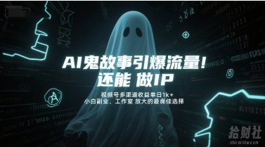 AI鬼故事引爆流量，还能做IP，视频号多渠道收益单日1k+，小白副业、工作室放大的最佳选择