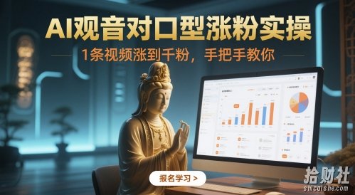 AI观音对口型涨粉实操,1条视频涨到千粉,手把手教你