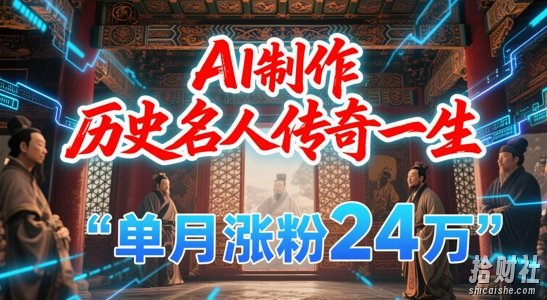 暴力起号!用AI制作历史名人传奇一生,单月涨粉24W,涨粉+变现赛道黑马来了