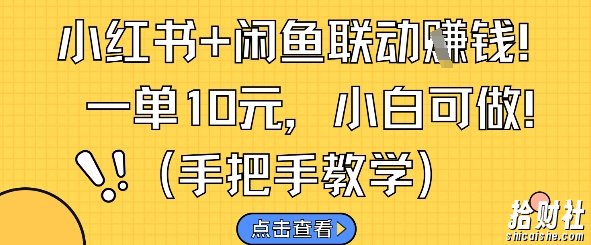 小红书+闲鱼联动挣钱,一单10元,小白可做
