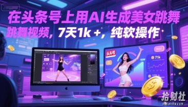 在头条号上用AI生成美女跳舞视频,7天1k+,纯软件操作