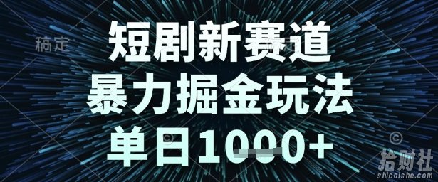 短剧新赛道，暴力掘金玩法，单日1k+【揭秘】
