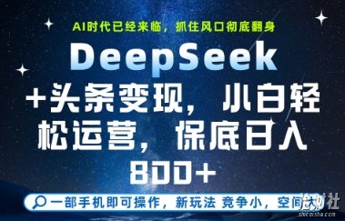 DeepSeek+头条变现,保姆级教学,小白轻松上手,日入8张+【揭秘】
