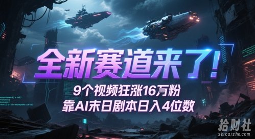 全新赛道来了!9个视频狂涨16W粉,靠AI末日剧本日入4位数,评论区爆肝追更
